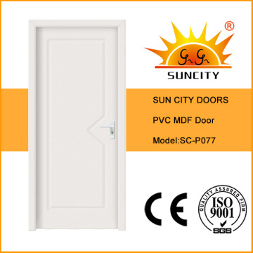 Modern House White Color Single MDF PVC Door Interior (SC-P077)